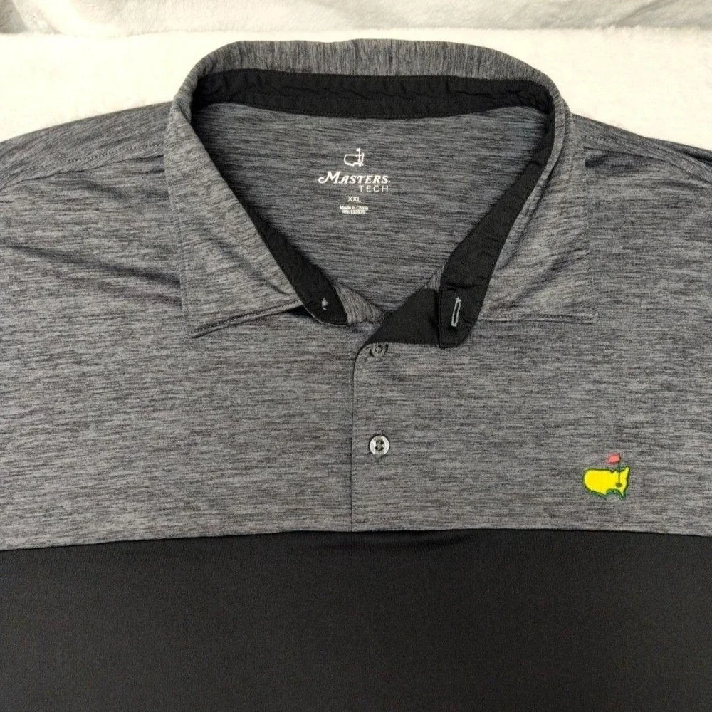 Masters Tech Polo Shirt Mens 2XL Black Colorblock Golf Performance Stretch Work